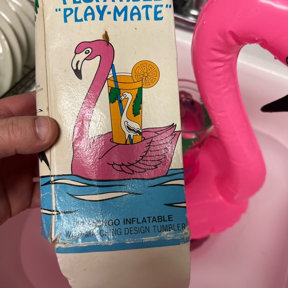 Vintage 1970’s Inflatable Flamingo Pool Drink Caddy, Florida Style, Midcentury - Picture 7 of 10